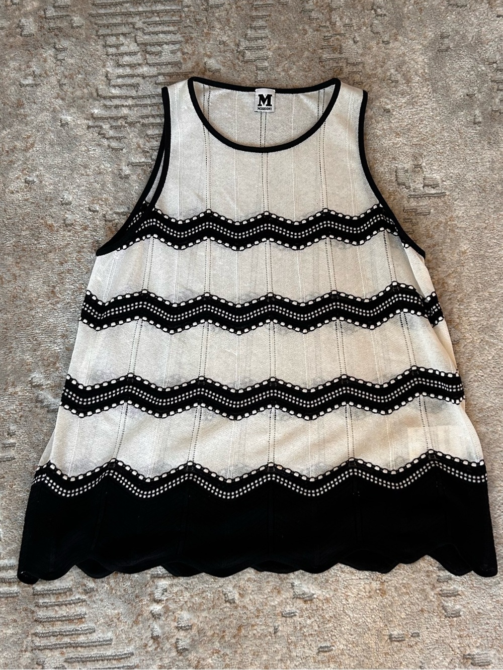 Missoni White and Black Knit Tank Top size EU 48